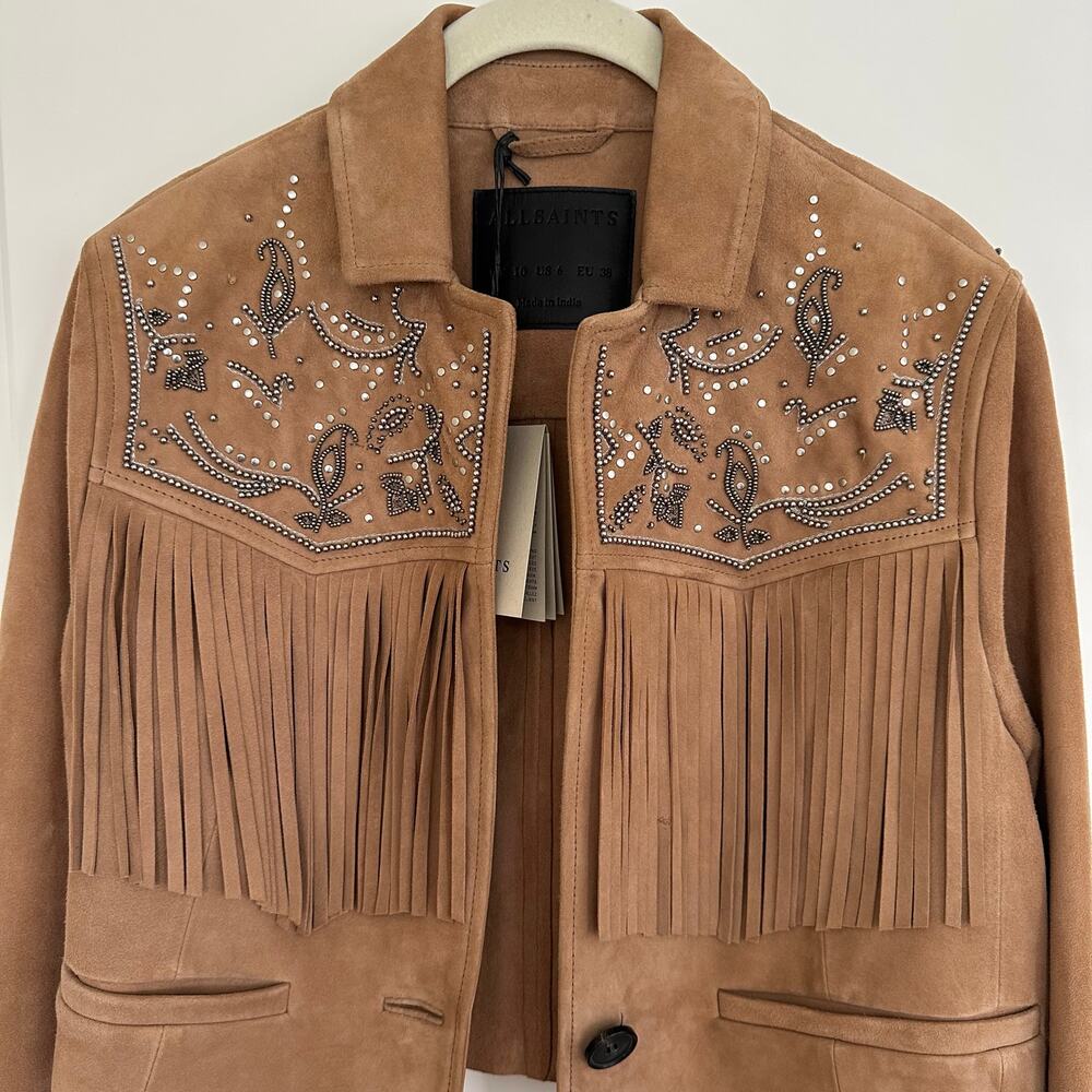 ALLSAINTS Corinna Shai Suede Jacket Size 6 - Picture 13 of 13